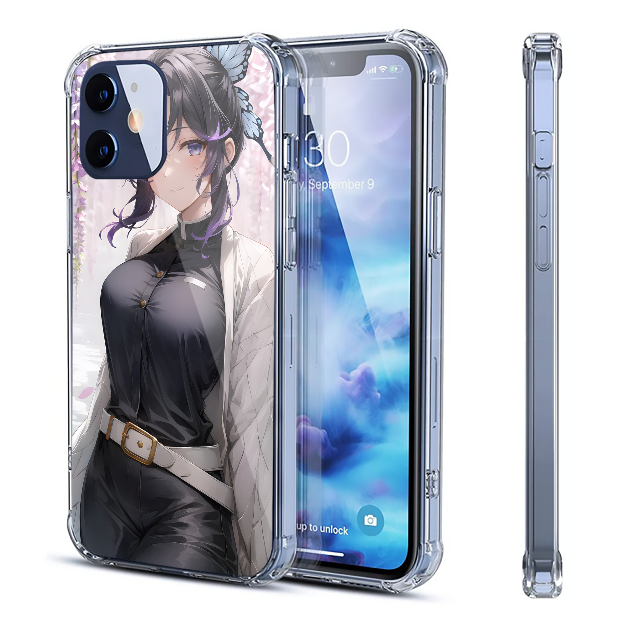 （画像用） 鬼滅の刃（きめつのやいば）蟲柱-胡蝶 しのぶ／こちょう しのぶ Kochou Shinobu 【iPhone 12シリーズ対応】透明スマホケース（クリアソフトケース）